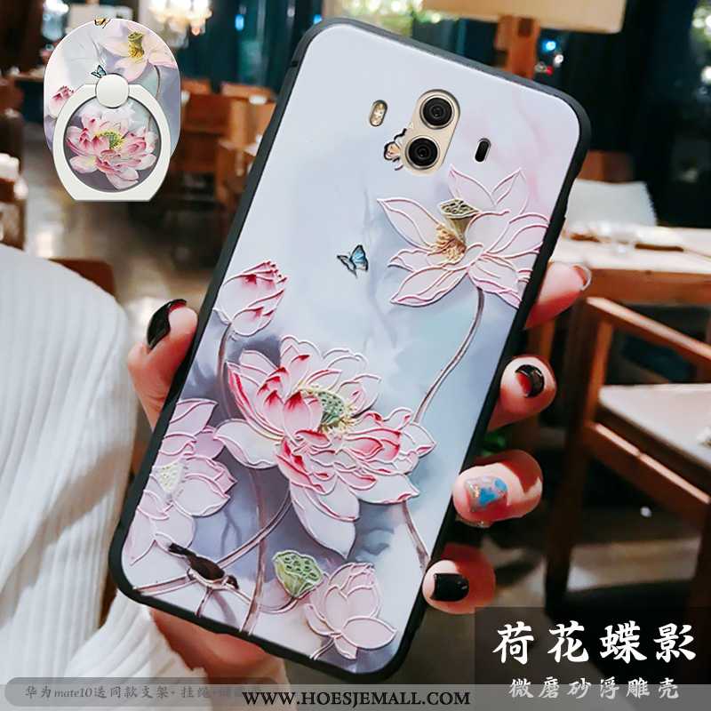 Hoesje Huawei Mate 10 Reliëf Trend Siliconen Chinese Stijl Dun Zacht Scheppend Rood