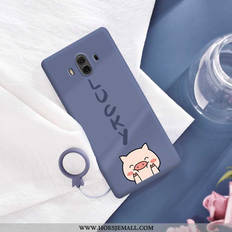 Hoes Huawei Mate 10 Siliconen Bescherming Mobiele Telefoon Spotprent Ring Mooie Donkerblauwe