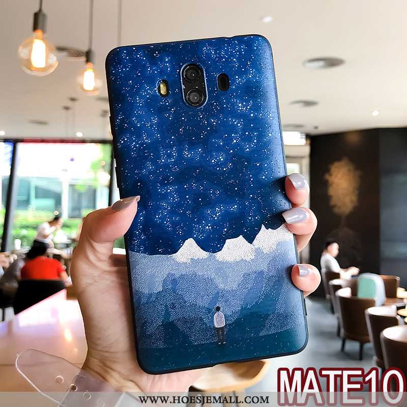 Hoes Huawei Mate 10 Reliëf Trend Mobiele Telefoon All Inclusive Lovers Hanger Persoonlijk Blauwe