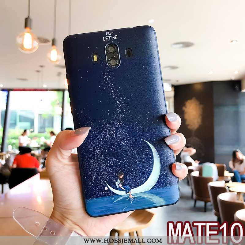 Hoes Huawei Mate 10 Reliëf Trend Mobiele Telefoon All Inclusive Lovers Hanger Persoonlijk Blauwe