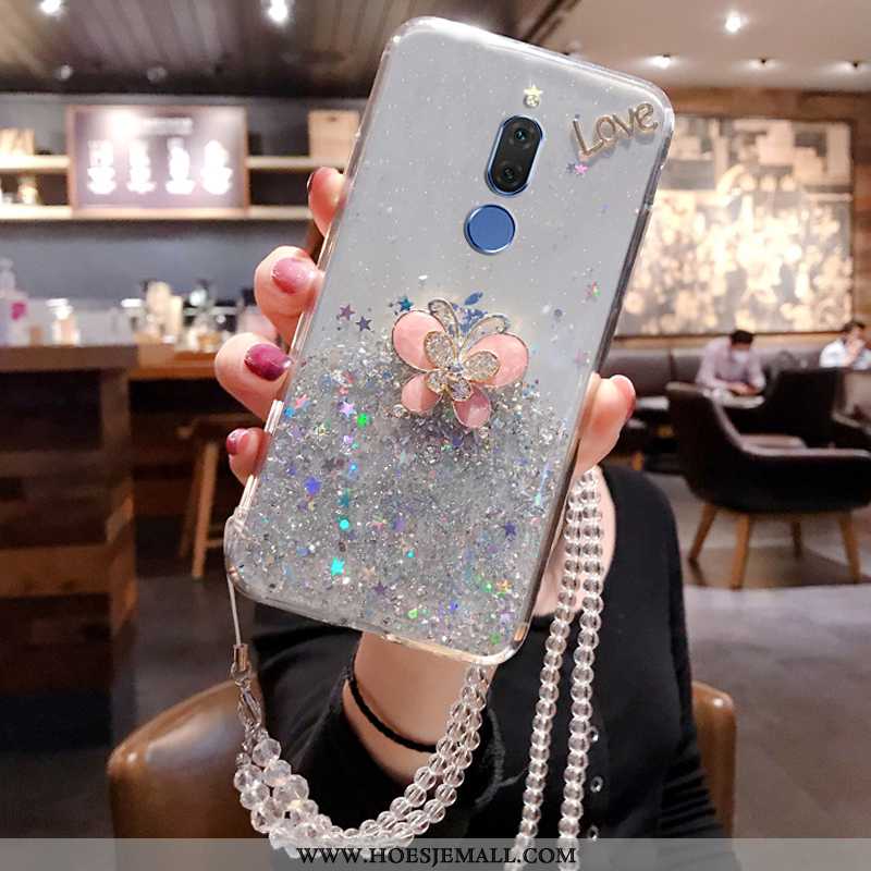 Hoesje Huawei Mate 10 Lite Strass Scheppend Hoes Roze Zacht Blauw Blauwe