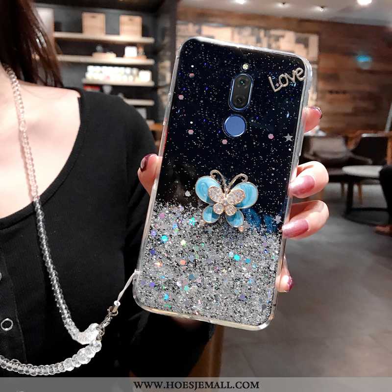 Hoesje Huawei Mate 10 Lite Strass Scheppend Hoes Roze Zacht Blauw Blauwe