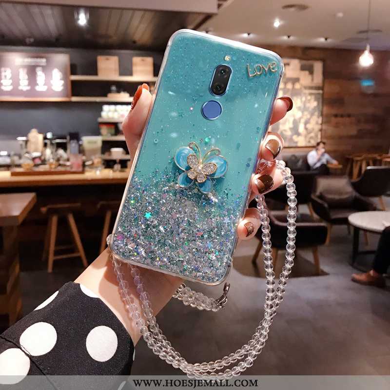 Hoesje Huawei Mate 10 Lite Strass Scheppend Hoes Roze Zacht Blauw Blauwe