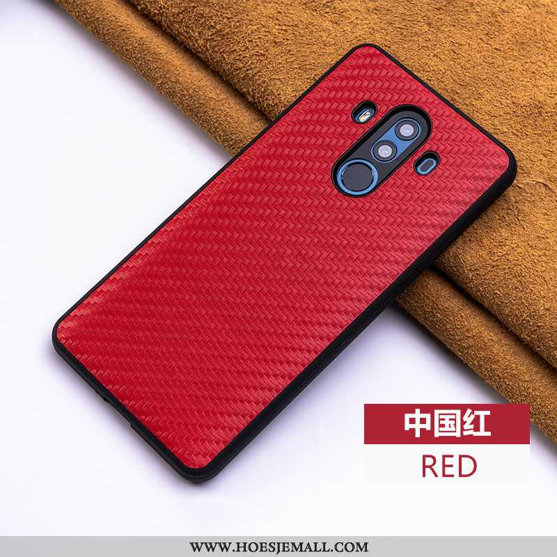 Hoes Huawei Mate 10 Pro Patroon Trend Hoesje Kwaliteit Fiber Scheppend Echt Leer Rood