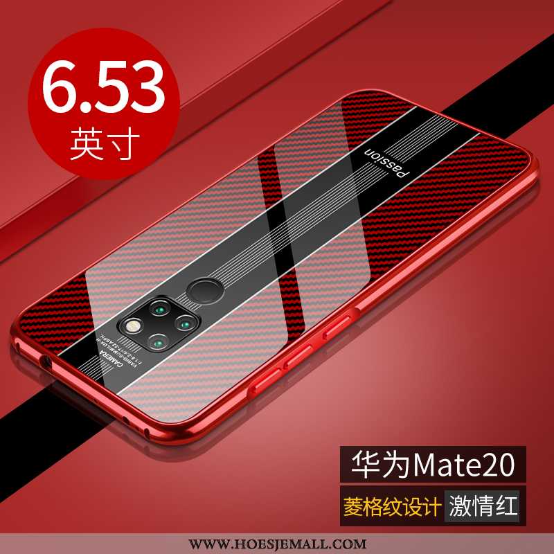 Hoes Huawei Mate 20 Dun Metaal Hoesje Bescherming Rood Glas