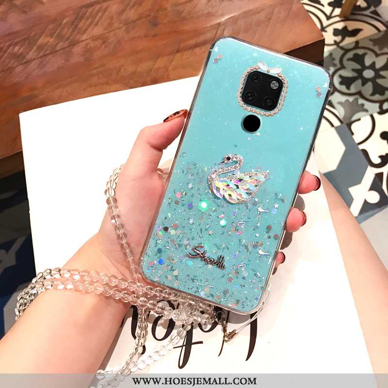 Hoes Huawei Mate 20 Persoonlijk Trend Mode Drijfzand Blauw Met Strass Mobiele Telefoon Blauwe