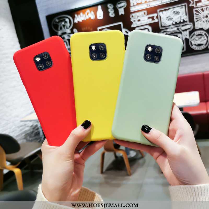 Hoesje Huawei Mate 20 Pro Bescherming Persoonlijk Siliconen Hoes Effen Kleur Mini Geel