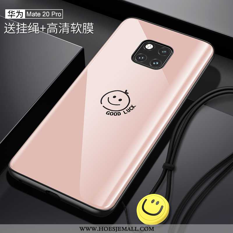 Hoes Huawei Mate 20 Pro Persoonlijk Trend All Inclusive Smiley Glas Bescherming Eenvoudige Roze