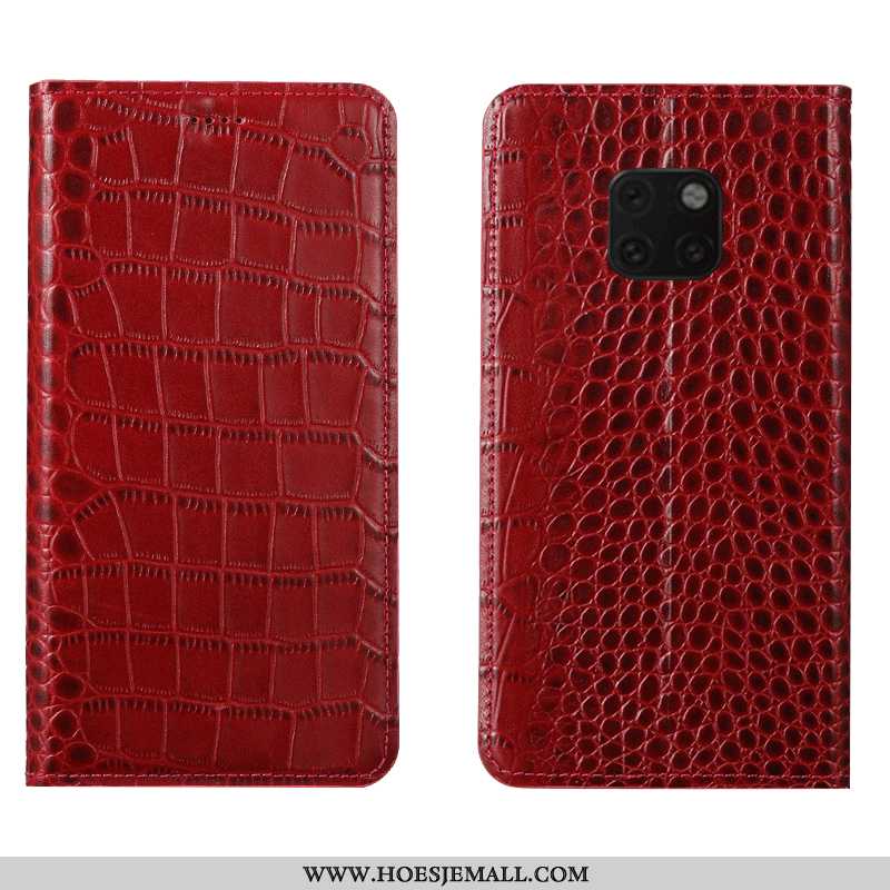 Hoes Huawei Mate 20 Rs Echt Leer Patroon Mobiele Telefoon Leren Hoesje Anti-fall Rood