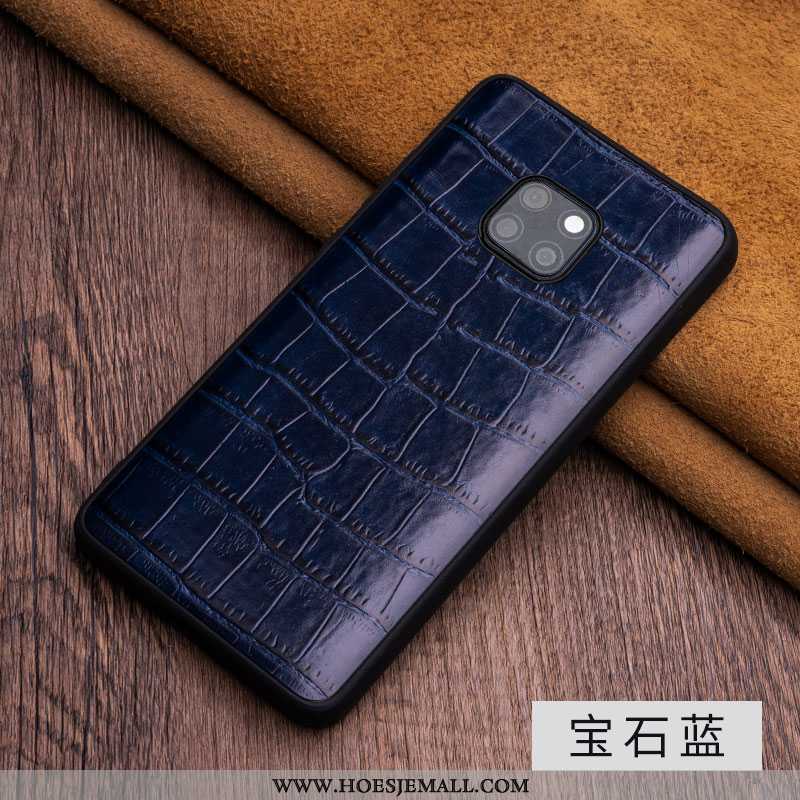 Hoes Huawei Mate 20 Rs Leren Hoesje Luxe Kwaliteit Anti-fall Echt Leer Blauwe