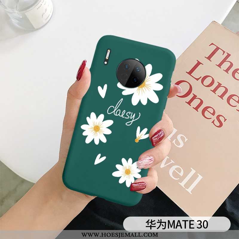 Hoes Huawei Mate 30 Siliconen Zacht Blauw Mobiele Telefoon Bloemen Anti-fall Nieuw Blauwe