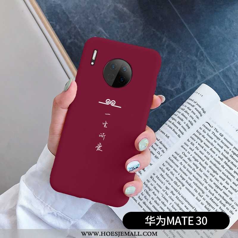 Hoes Huawei Mate 30 Scheppend Siliconen Anti-fall Eenvoudige Bescherming All Inclusive Lovers Rood