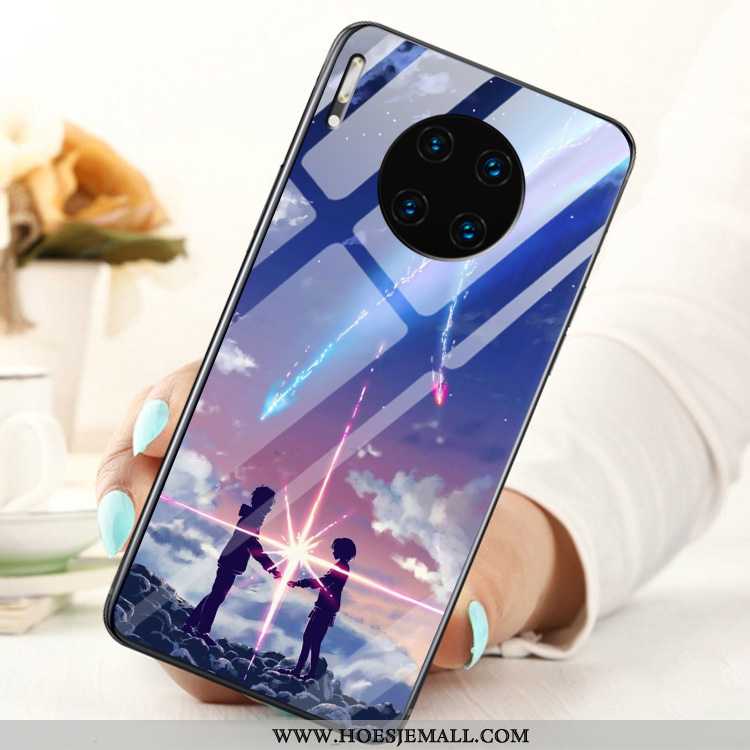 Hoesje Huawei Mate 30 Trend Skärmskydd Hoes Zwart Tempereren Scheppend Zwarte