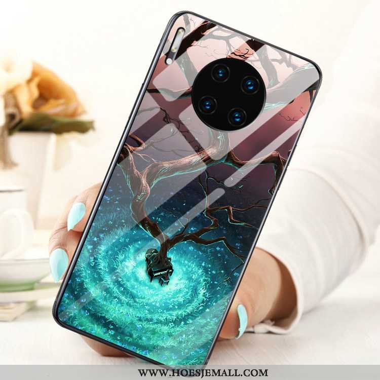 Hoesje Huawei Mate 30 Trend Skärmskydd Hoes Zwart Tempereren Scheppend Zwarte