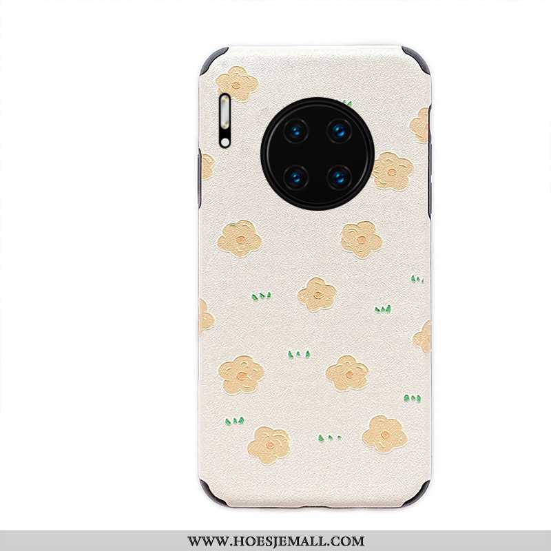 Hoesje Huawei Mate 30 Schrobben Reliëf Hoes Mobiele Telefoon Mini Anti-fall Spotprent Witte