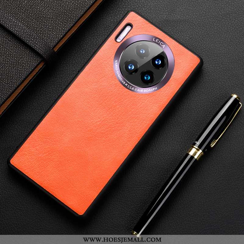 Hoesje Huawei Mate 30 Pro Scheppend Leer All Inclusive Mobiele Telefoon Oranje Schrobben Persoonlijk