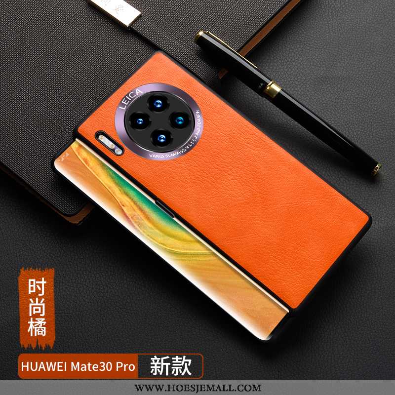 Hoesje Huawei Mate 30 Pro Scheppend Leer All Inclusive Mobiele Telefoon Oranje Schrobben Persoonlijk