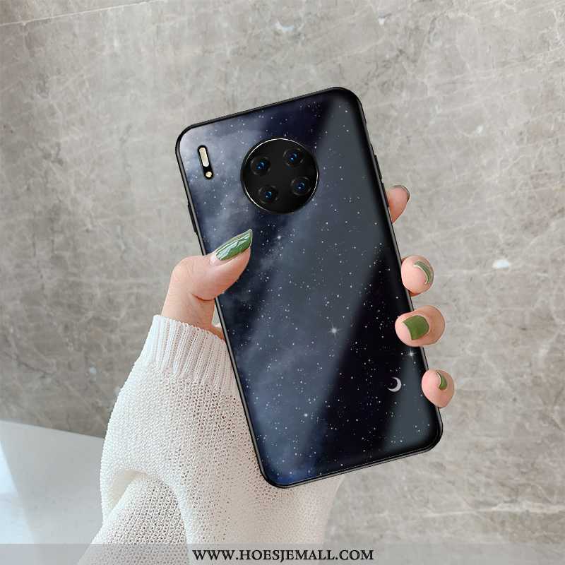 Hoesje Huawei Mate 30 Pro Glas Mode Bescherming Scheppend Anti-fall Trend Mobiele Telefoon Zwarte