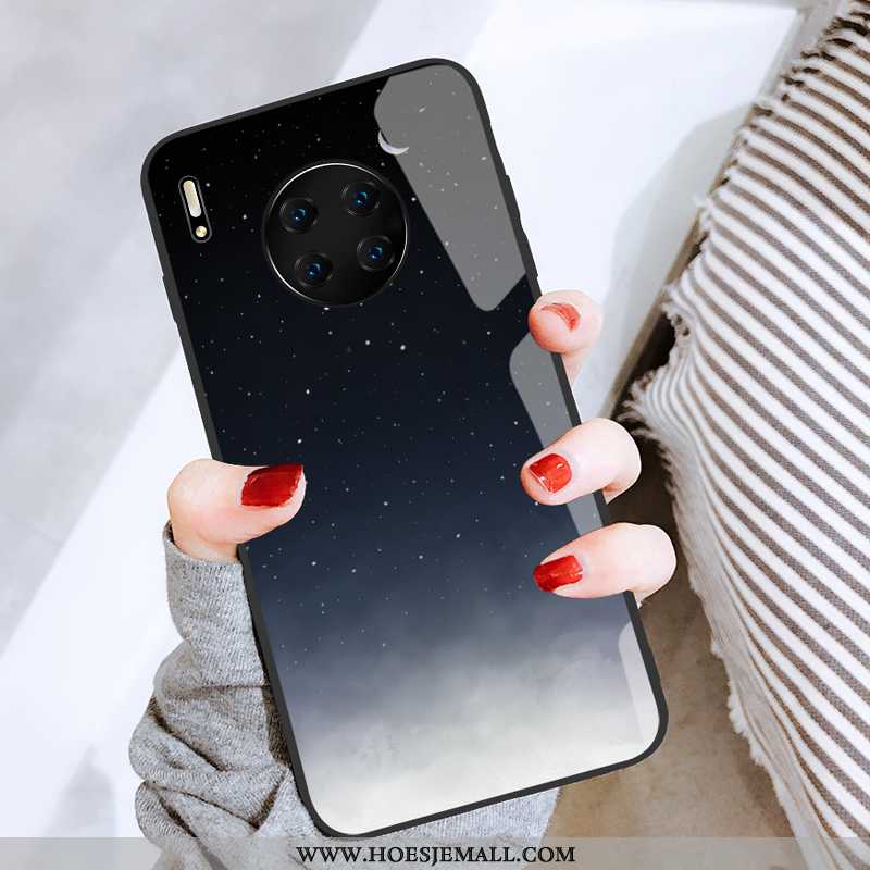 Hoesje Huawei Mate 30 Pro Glas Mode Bescherming Scheppend Anti-fall Trend Mobiele Telefoon Zwarte