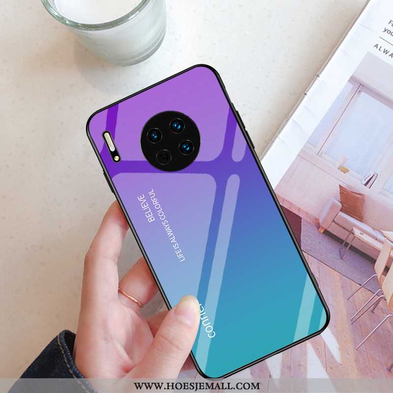 Hoesje Huawei Mate 30 Pro Glas Mode Bescherming Scheppend Anti-fall Trend Mobiele Telefoon Zwarte