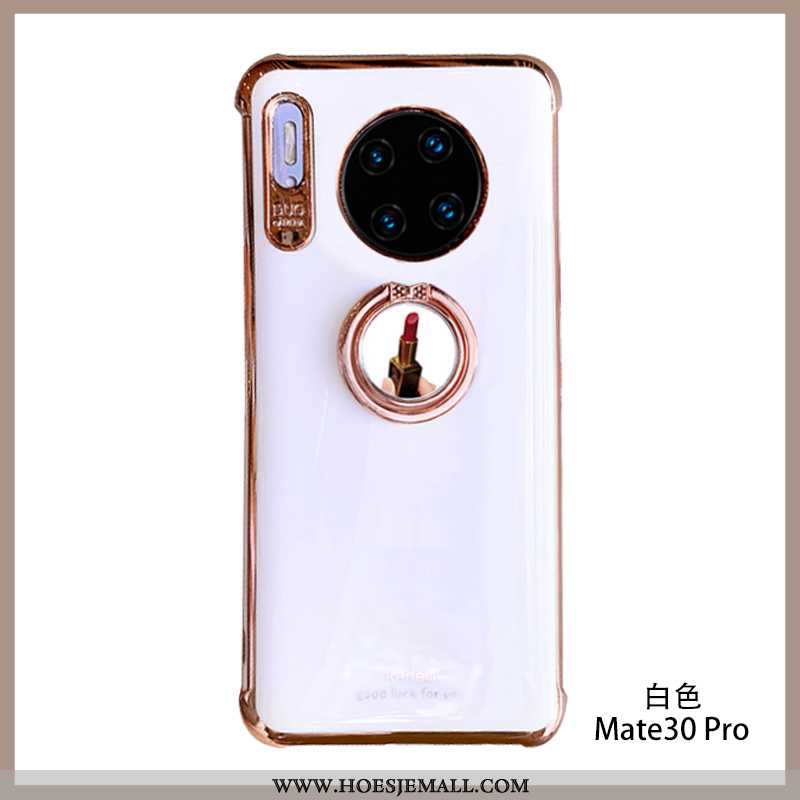 Hoesje Huawei Mate 30 Pro Zacht Siliconen Anti-fall Make-up Wind Hart Ondersteuning Roze