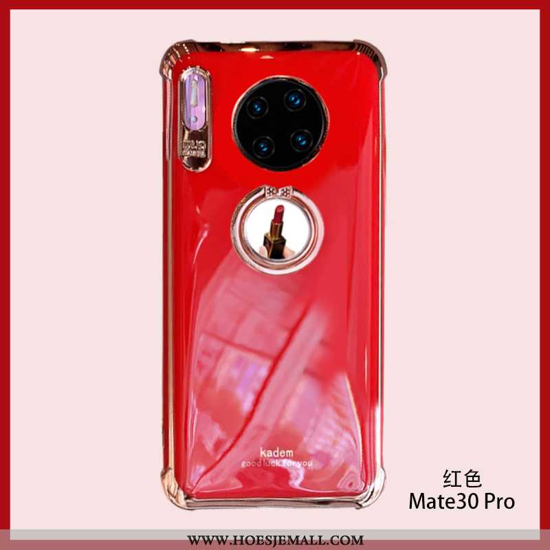 Hoesje Huawei Mate 30 Pro Zacht Siliconen Anti-fall Make-up Wind Hart Ondersteuning Roze