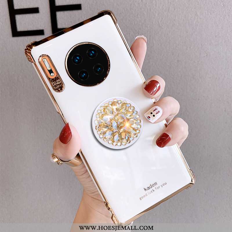 Hoesje Huawei Mate 30 Pro Trend Zacht Ondersteuning Licht Anti-fall Wind Met Strass Witte