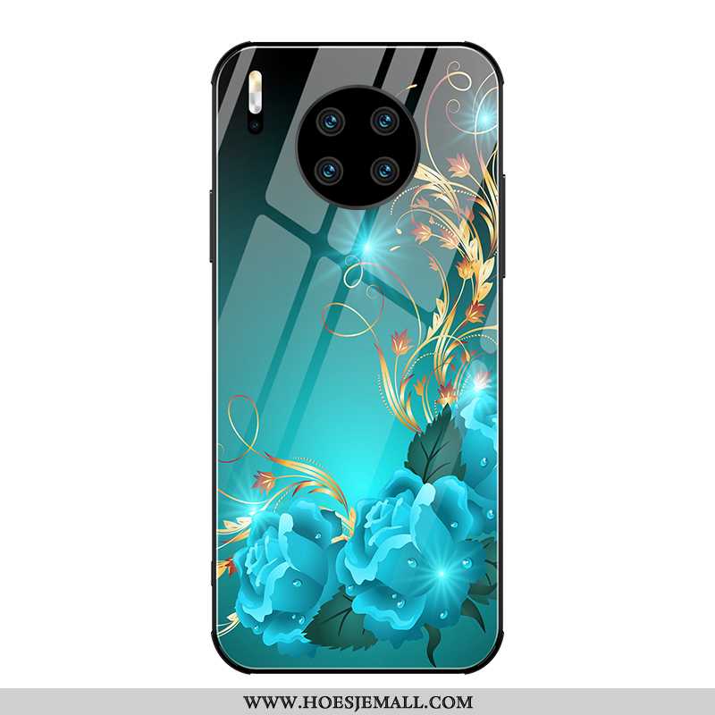 Hoes Huawei Mate 30 Pro Glas Mode Dun Hoesje Mobiele Telefoon Spiegel Goud Blauwe