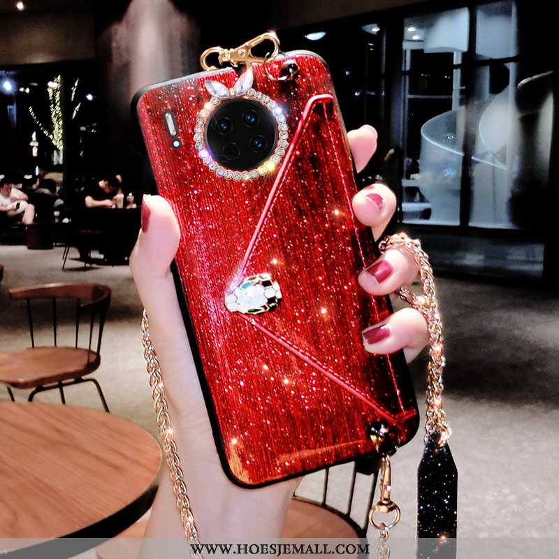 Hoes Huawei Mate 30 Pro Met Strass Mode Persoonlijk Siliconen Net Red Luxe All Inclusive Rood