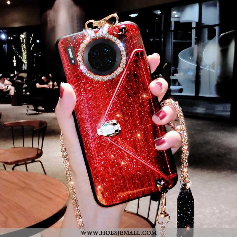 Hoes Huawei Mate 30 Pro Met Strass Mode Persoonlijk Siliconen Net Red Luxe All Inclusive Rood