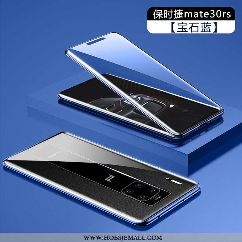 Hoes Huawei Mate 30 Rs Doorzichtig Glas Blauw Mobiele Telefoon Hoesje Tempereren Blauwe