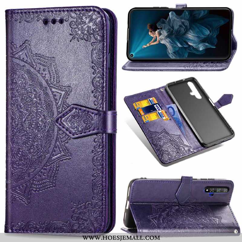 Hoesje Huawei Nova 5t Leer Bescherming Effen Kleur Donkerblauw Hoes Jeugd Mobiele Telefoon Donkerbla