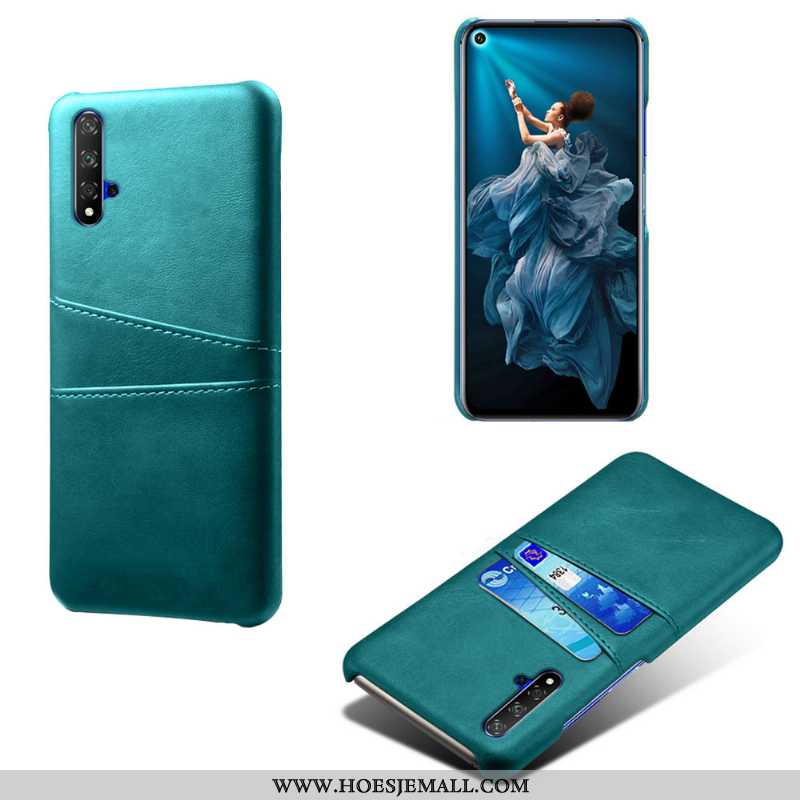 Hoes Huawei Nova 5t Bescherming Leer Kaart Groen Kwaliteit Anti-fall