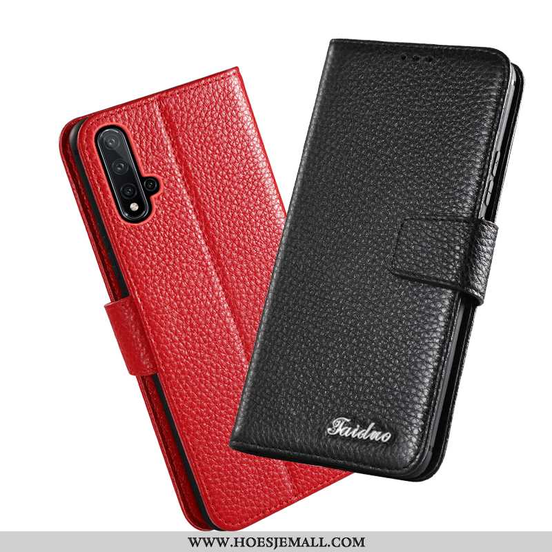 Hoesje Huawei Nova 5t Bescherming Leren Rood Folio Nieuw Mobiele Telefoon