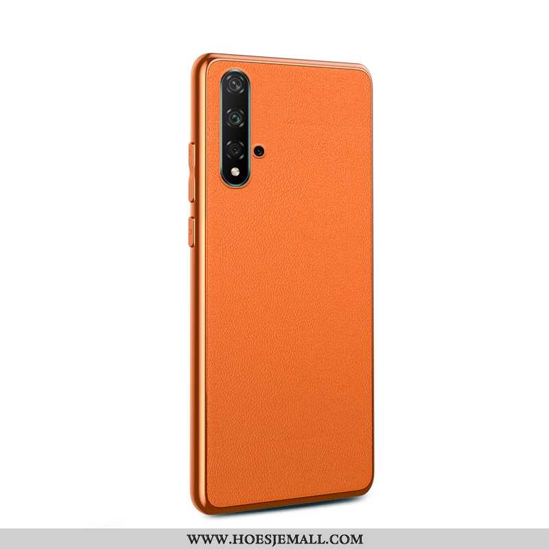 Hoesje Huawei Nova 5t Patroon Skärmskydd Oranje Leer Anti-fall Hoes