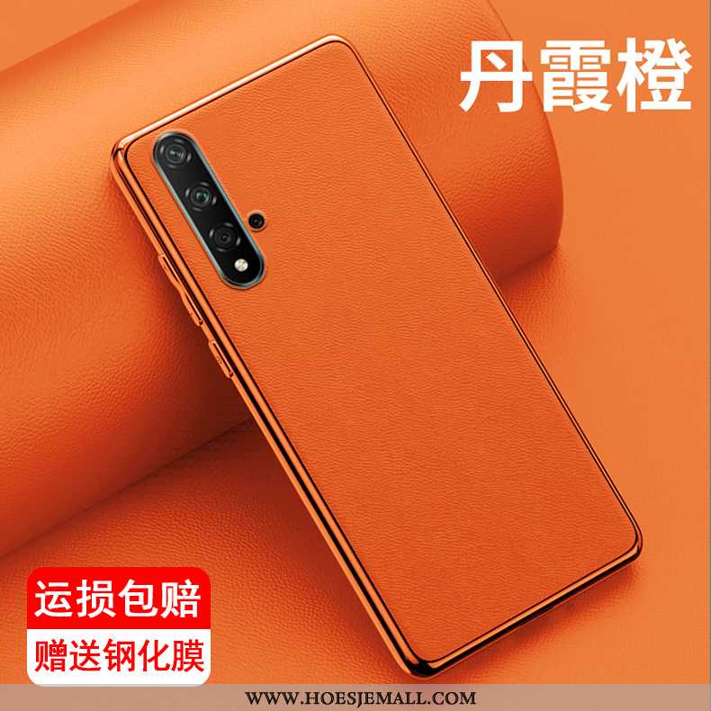 Hoesje Huawei Nova 5t Patroon Skärmskydd Oranje Leer Anti-fall Hoes