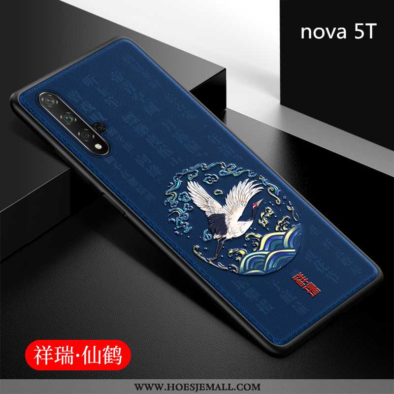 Hoesje Huawei Nova 5t Super Dun Siliconen Anti-fall Chinese Stijl All Inclusive Zacht Rood