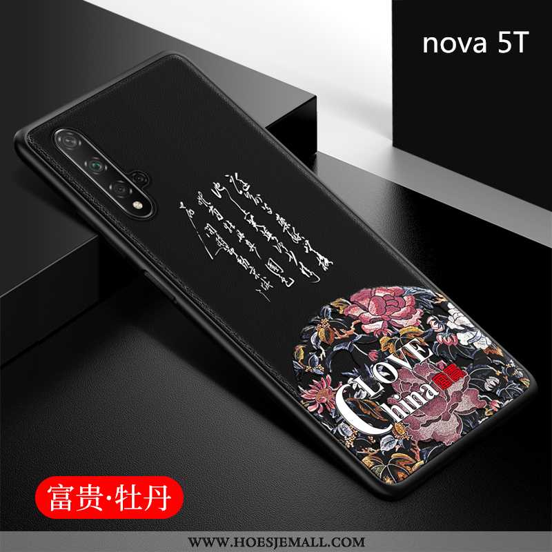 Hoesje Huawei Nova 5t Super Dun Siliconen Anti-fall Chinese Stijl All Inclusive Zacht Rood