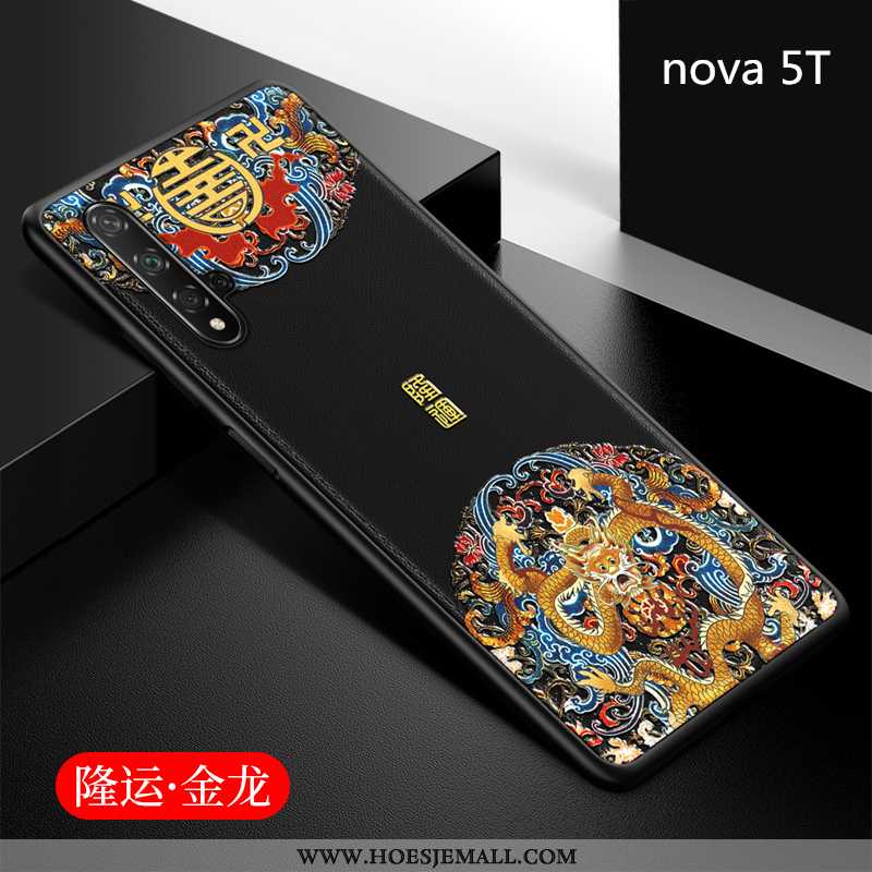 Hoesje Huawei Nova 5t Super Dun Siliconen Anti-fall Chinese Stijl All Inclusive Zacht Rood