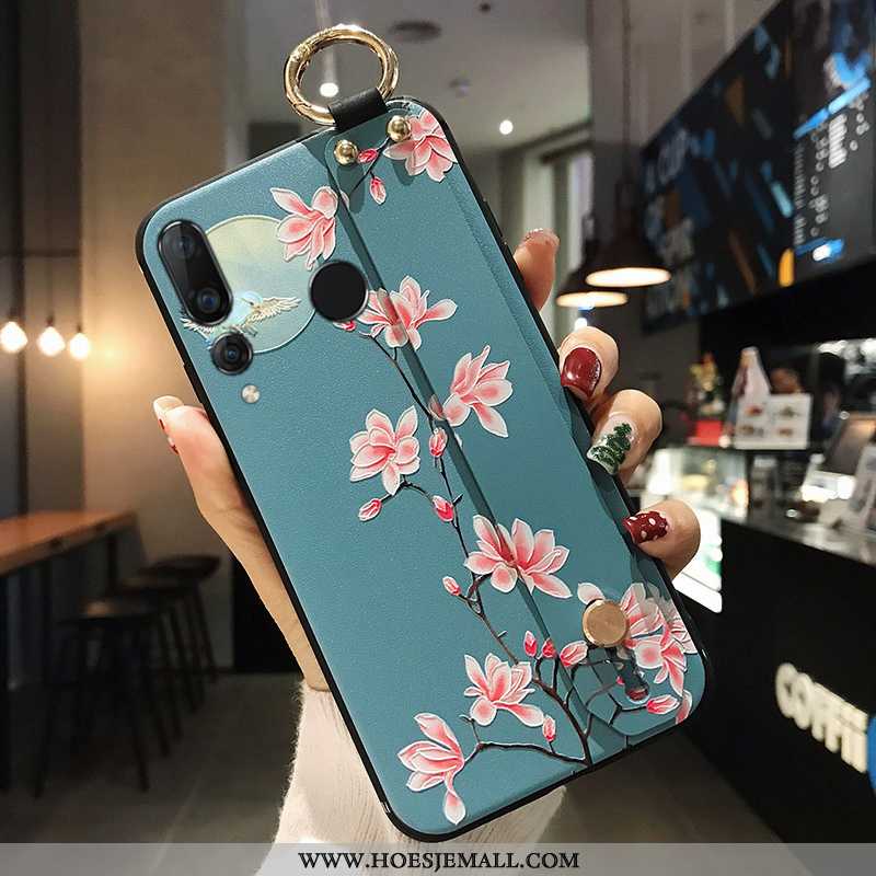 Hoesje Huawei P Smart+ 2020 Bescherming All Inclusive Blauw Bloemen Maand Hoes Blauwe