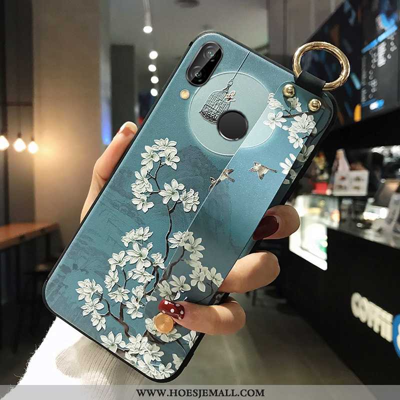 Hoesje Huawei P Smart+ 2020 Bescherming All Inclusive Blauw Bloemen Maand Hoes Blauwe