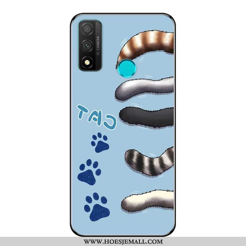 Hoes Huawei P Smart 2020 Zacht Bescherming Zwart Schrobben Mobiele Telefoon Blauw Blauwe