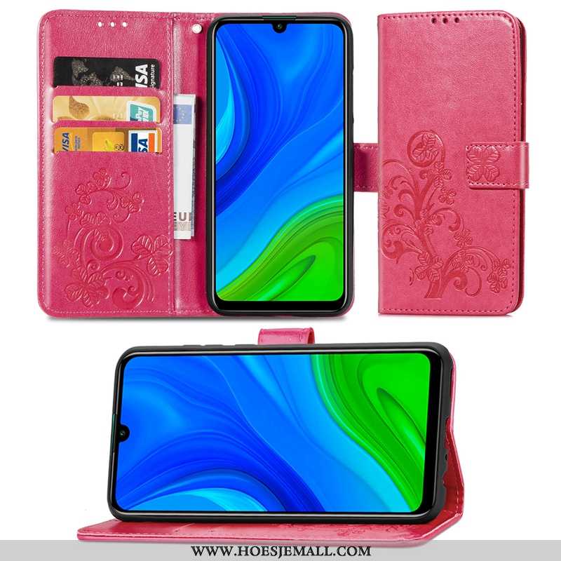 Hoesje Huawei P Smart 2020 Bescherming Leren Roze Clamshell Hoes Mobiele Telefoon