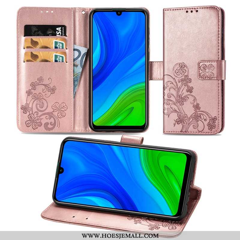 Hoesje Huawei P Smart 2020 Bescherming Leren Roze Clamshell Hoes Mobiele Telefoon