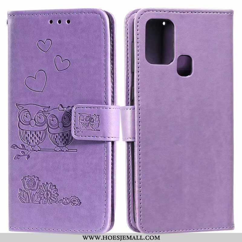 Hoes Huawei P Smart 2020 Leren Hoesje Purper Mobiele Telefoon Clamshell Kaart