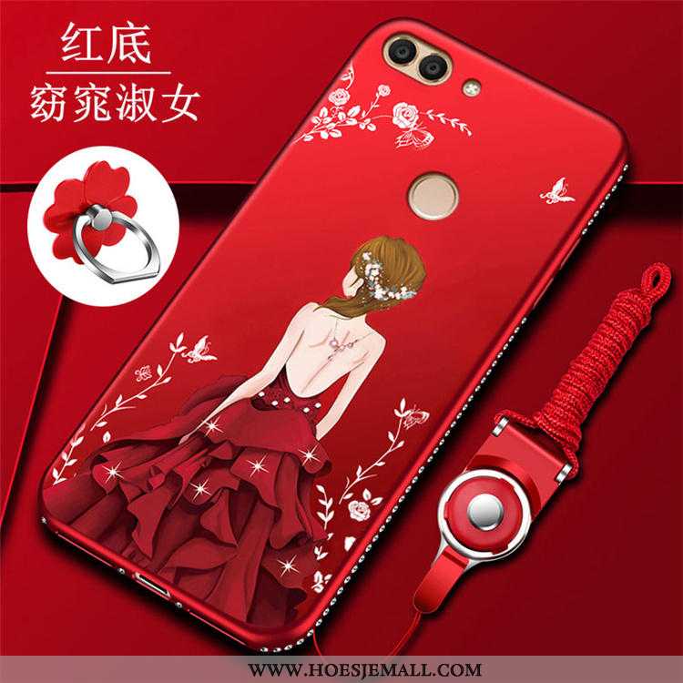 Hoes Huawei P Smart Siliconen Bescherming Hoesje Net Red Scheppend Anti-fall Rood