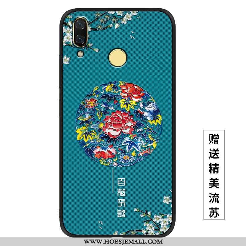 Hoesje Huawei P Smart+ Siliconen Scheppend Dun Zacht Paleis Wind Blauw Blauwe