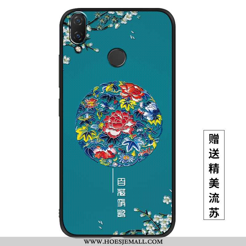 Hoesje Huawei P Smart+ Siliconen Scheppend Dun Zacht Paleis Wind Blauw Blauwe