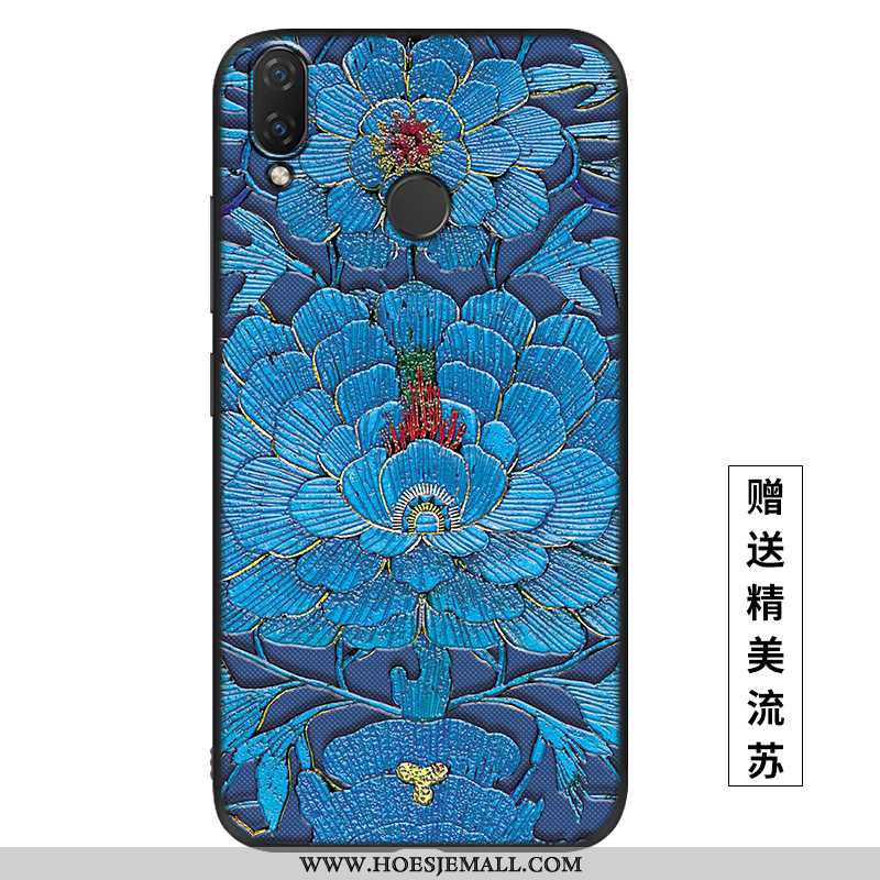 Hoesje Huawei P Smart+ Siliconen Scheppend Dun Zacht Paleis Wind Blauw Blauwe