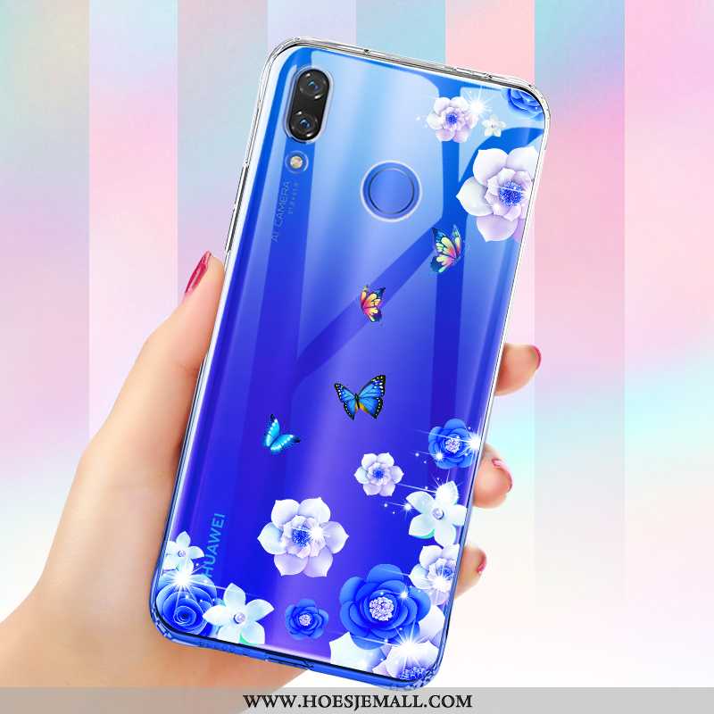 Hoesje Huawei P Smart+ Zacht Siliconen Mobiele Telefoon Anti-fall Bescherming Gasbag Blauwe